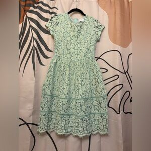 Mint Green Lace Fit-and-Flare Dress